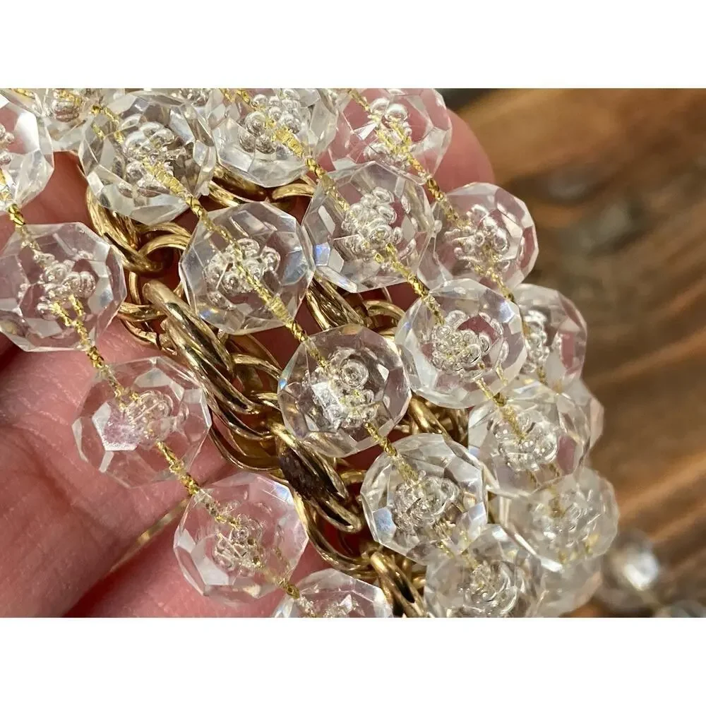Vintage 1976 SARAH COVENTRY Golden Ice 3 Strand Necklace Lucite Bubble Beads